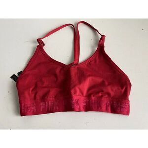 VS Pink Sport Ultimate Lightly Lined Strappy Sports Bra Size S Red Pepper